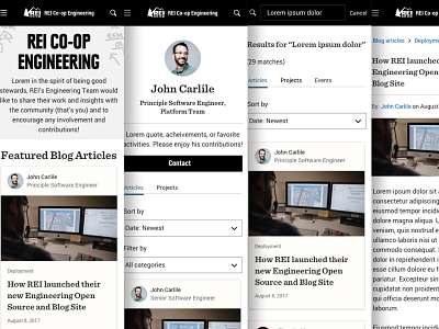 Blog Website - REI Engineering Team articles blog design system engineering github landing page product rei ui ux website