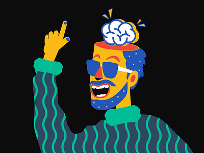 inspiration banner blue brain color design finger icon idea illustration inspiration man mind mouth sunglasses sweater trend ui uncle ux web