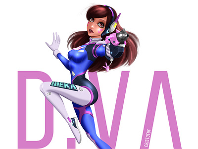 D.VA from Overwatch art artwork cute digital diva drawing dva girl illustration overwatch painting