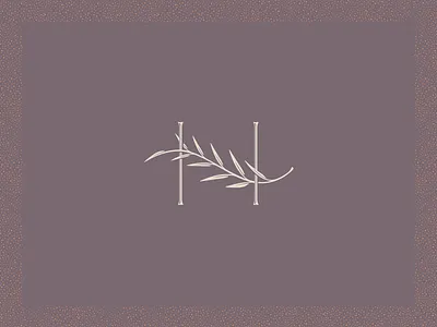 H art deco branch foliage h leaves lettering logomark monogram