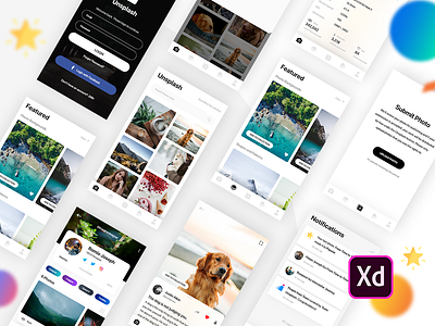 Unsplash Android-iOS App Concept (UI Template) adobe android app concept daily ui dashboard design ios iphone photo app photos stock image template ui ui design ui kit ui ux unsplash ux xd