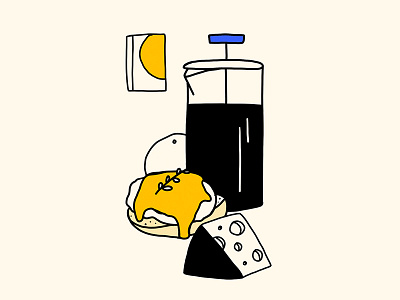 breakfast breakfast cheese coffee eggs french press illistration