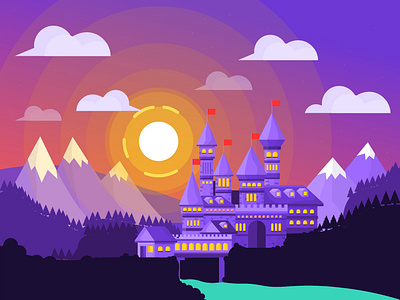 Castle art building cartoon castle design designer flat game gamedesign gamedev gamedeveloper gameofthrones harrypotter helloween illustration inspiration purple ux vector violet