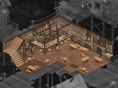 Tavern Interrior 2d art 2d design environment game art illustration