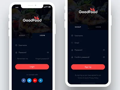 Food Login Sign Up food food logo good food login login sign up restaurant restaurant app sign in sign up