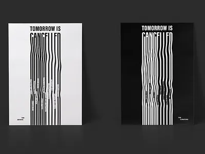 Tomorrow Is Cancelled black and white catalogue design contemporary art distortion exhibition graphic art poster art print design
