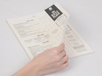 Hove Place wine list design graphic design menu design