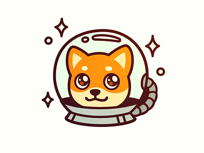 Space doggo astronaut cartoon character cute dog face illustration kawaii portrait space vector