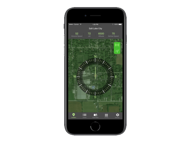 Flight instrument - compass + flight log ui