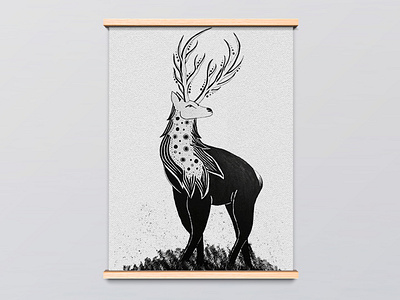 Nankin illustration deer draw drawing illustration nankin nature