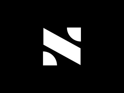 Letter N black and white concept geometry grid letter logo mark simple symbol typography