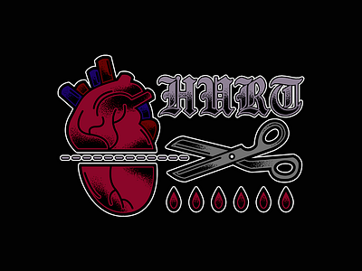 Hurt blood font heart hurt illuatration love merch sad scissors shading shirt design shirtdesign traditional tattoo