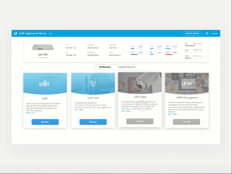 UAS Web controller dashboard device interaction ui ux web website wifi