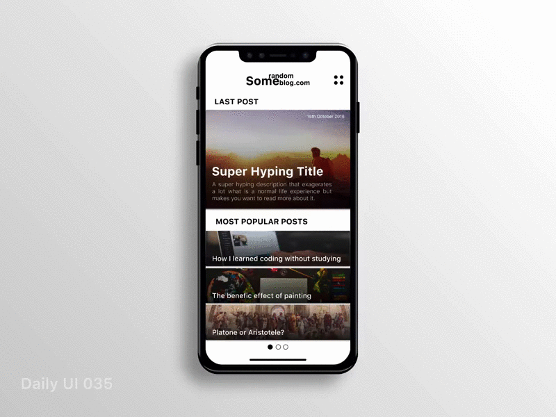 Daily UI 035 - SomeRandomBlog.com animation blog daily 100 challenge daily ui ui