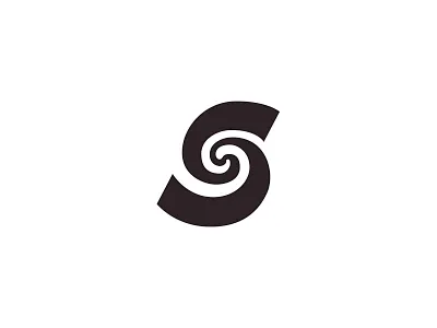 Warp S black and white calligraphy circle design letter s logo typography