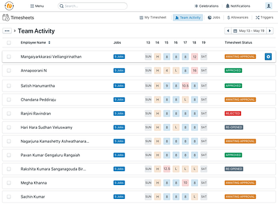 Time Tracker - Team Activity blueprint ui user experience user interface ux web app