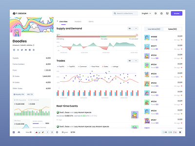 NFT web app design chart nft ui ux web web design