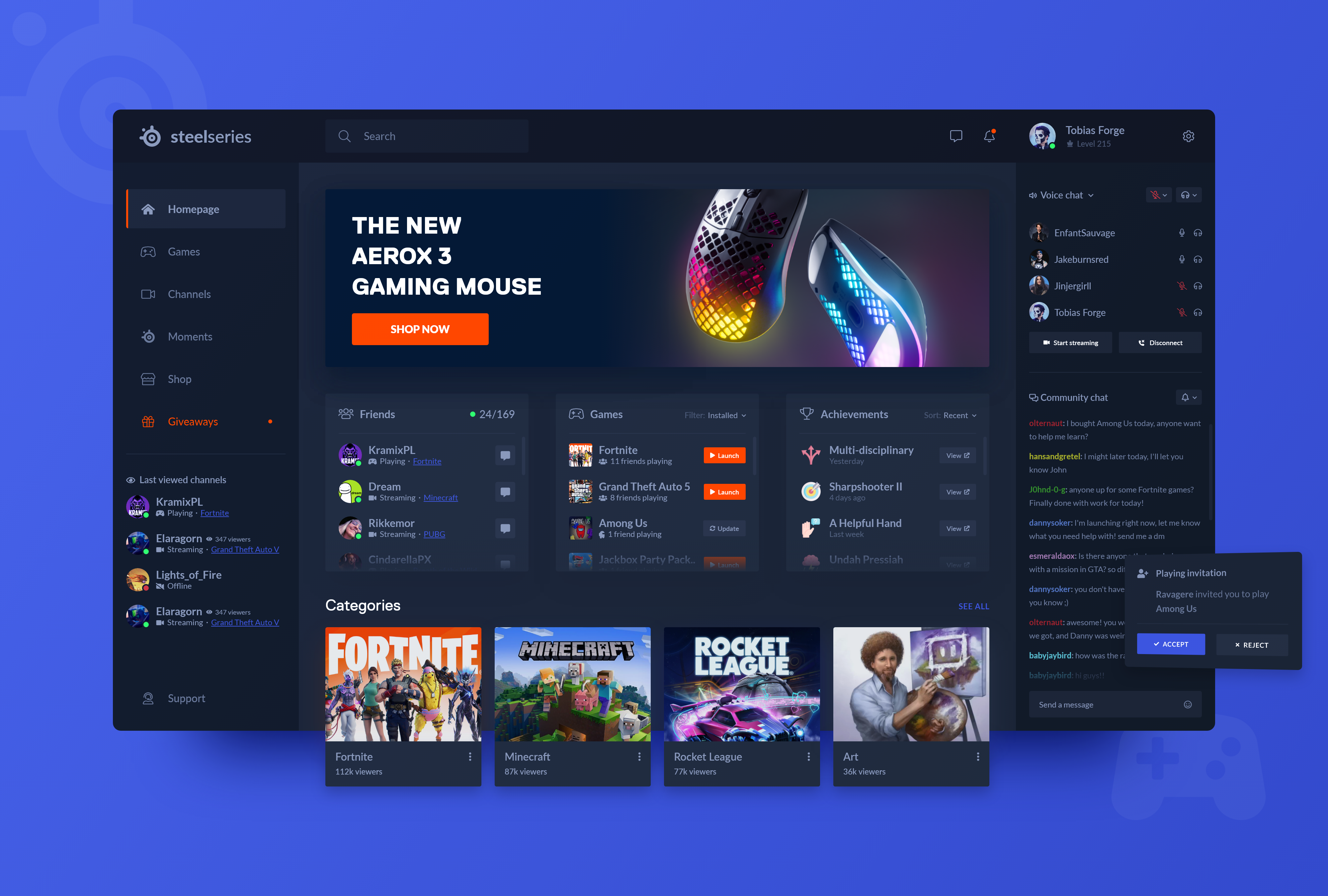 If SteelSeries was a streaming platform branding dashboard gaming live steelseries streaming twitch ui