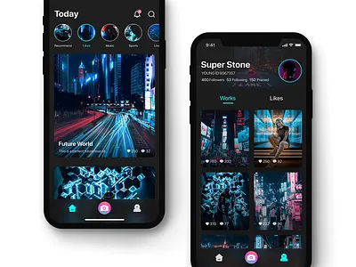 Short video App conceptual design: home page and personal center app design ui