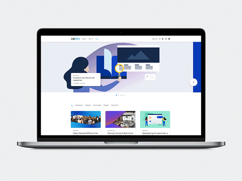 Zaplabs Carousel Hero Animation 800x600 Dribbble 2 animation blog carousel corporate illustration tech ui ux web design website