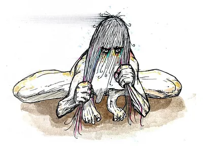 Hair illustration ink water color