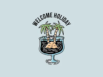 Welcome Holiday artwork branding design handmade illustration logo paradise sketch vector