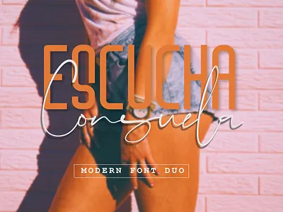 Escucha Consuela Font Duo cursive font awesome font design font duo handlettered handmade handwritten font illustration modern font script font typeface web design wedding
