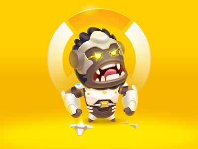 Overwatch Winston monkey ui 可爱 游戏 角色