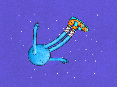 Floating charcater color illustration sneakers space texture