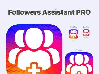 Icon for mobile app Followers Assistant PRO abstract android app appstore design icon instagram interaction iphone line main mobile playmarket plus points statistics subscribers users webdesign