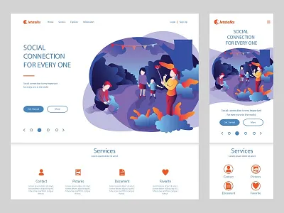 lp design flat ilustration minimalist modern vector web banner