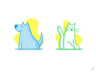 Characters 2d cat dog icon icons illustration line lineart lines monochrome