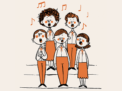 Choir art cartoon character character design characterdesign children choir drawing editorial editorial illustration illustration ink kids mixed media music retro singing vintage