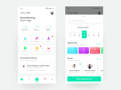 E-patient app | Exploration android app booking clean design doctor e patient hospital ui ux