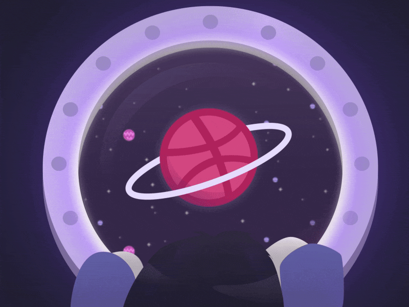 Hello Dribbble gif animated illustration space