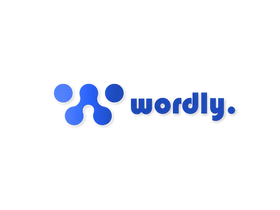 Wordly Logo blue blue and white brand circles gradient gradient color identity logo logo type minimal rounded shadows simple text w word