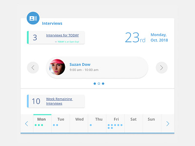 Interview Widget calendar dashboad design interview management organizing strategy ui ux widget