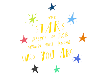 Star shine colour handdrawn illustration rhyme stars typogrpahy yellow