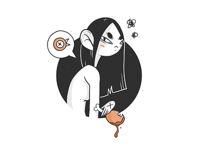 Inktober: Cruel cartoon character design chicken cruel design girl illustration kazmology procreate sad vegan vegetarian woman