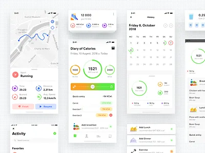 Fitness App calculator calories app design fitness app healthy light run app ui ux white