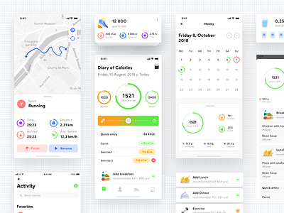 Fitness App calculator calories app design fitness app healthy light run app ui ux white