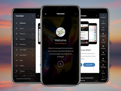 TouchBar Mobile | Mobile Template ajax app bar cordova css css3 design homepage html html5 html5 template icons jquery phonegap sidebar template touch touchbar web webdesign