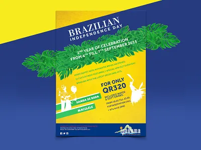 Brazilian Independence Day ad blue brazil celebrate day flyer green independence leaves magazine offer