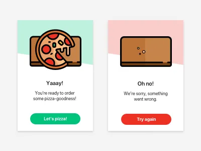 Let's pizza! cards dayliui flash message pizza ui
