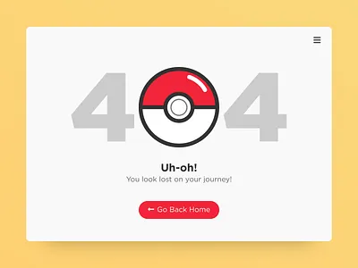 Daily UI 008 404 Page 404 page dailyui not found pokeball pokemon ui ux web