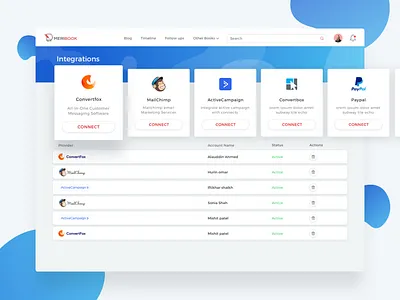 Integrations - Meribook app application design design gradient icon integration minimal mobile shadow typography ui ux visual design web web application website
