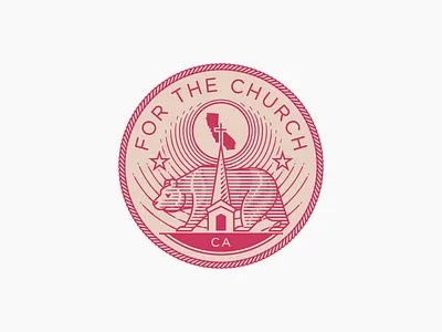 For the Church • California badge bear branding california engraving etching graphic design icon illustration illustrator logo peter voth design vector