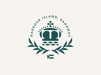 Harbour Island, Bahamas crest cross crown flag ocean sea water