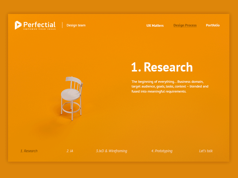 Design Process: Research design process landing landing page motion process research ux yellow