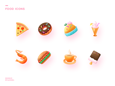 Food Icons coffee food ice cream pizza